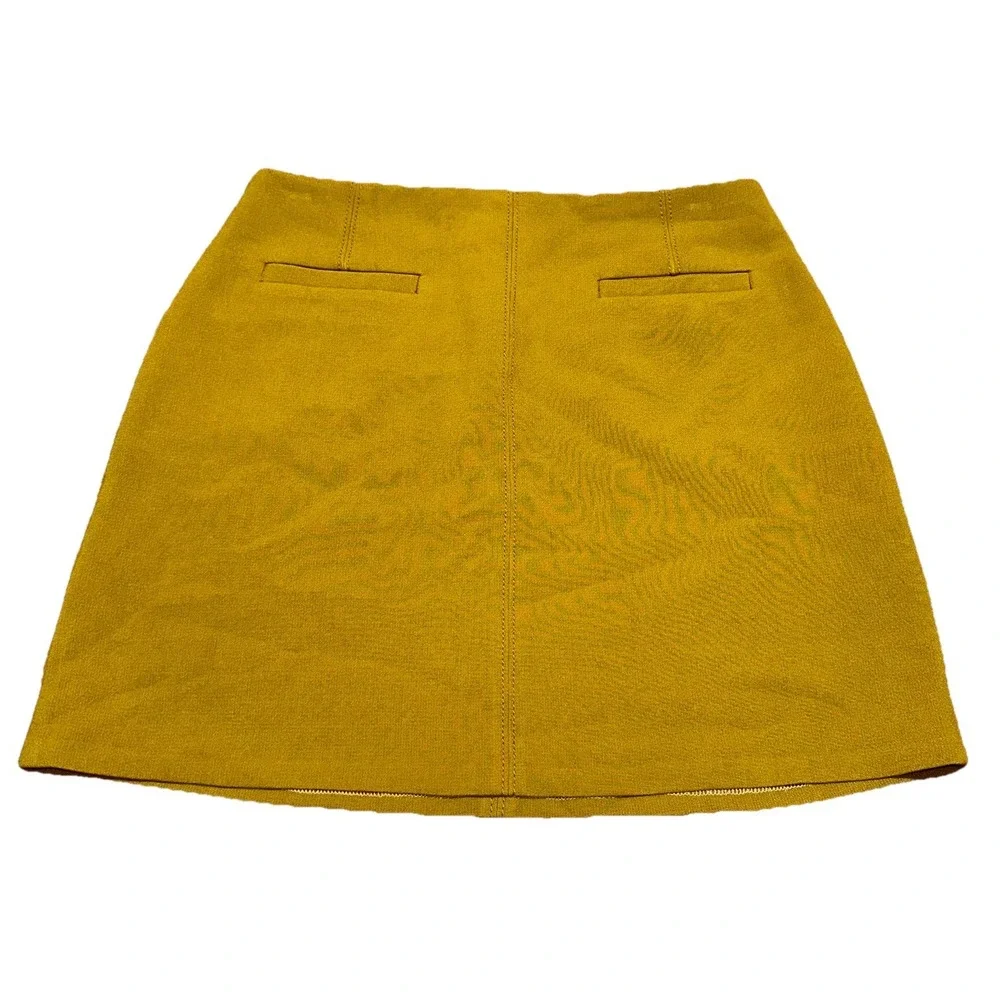 Ann Taylor‎ Mustard Yellow Faux Suede Lined Short Zip Up Mini Skirt Women's 6